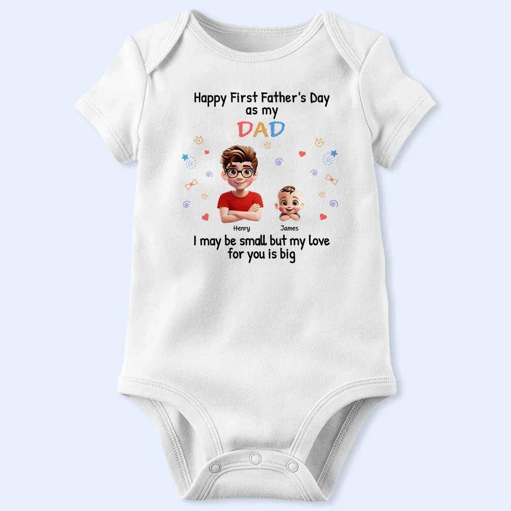 First Father Day With Baby - Personalized Combo T Shirt And Baby Onesie - Image 5