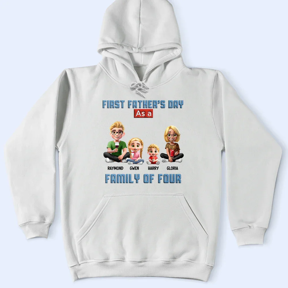 First Father's Day As A Family Of Three - Personalized T Shirt - Image 4