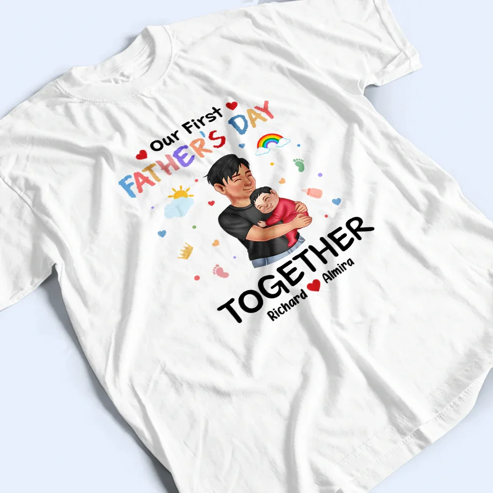 First Father's Day Together - Personalized Combo T Shirt And Baby Onesie - Image 4