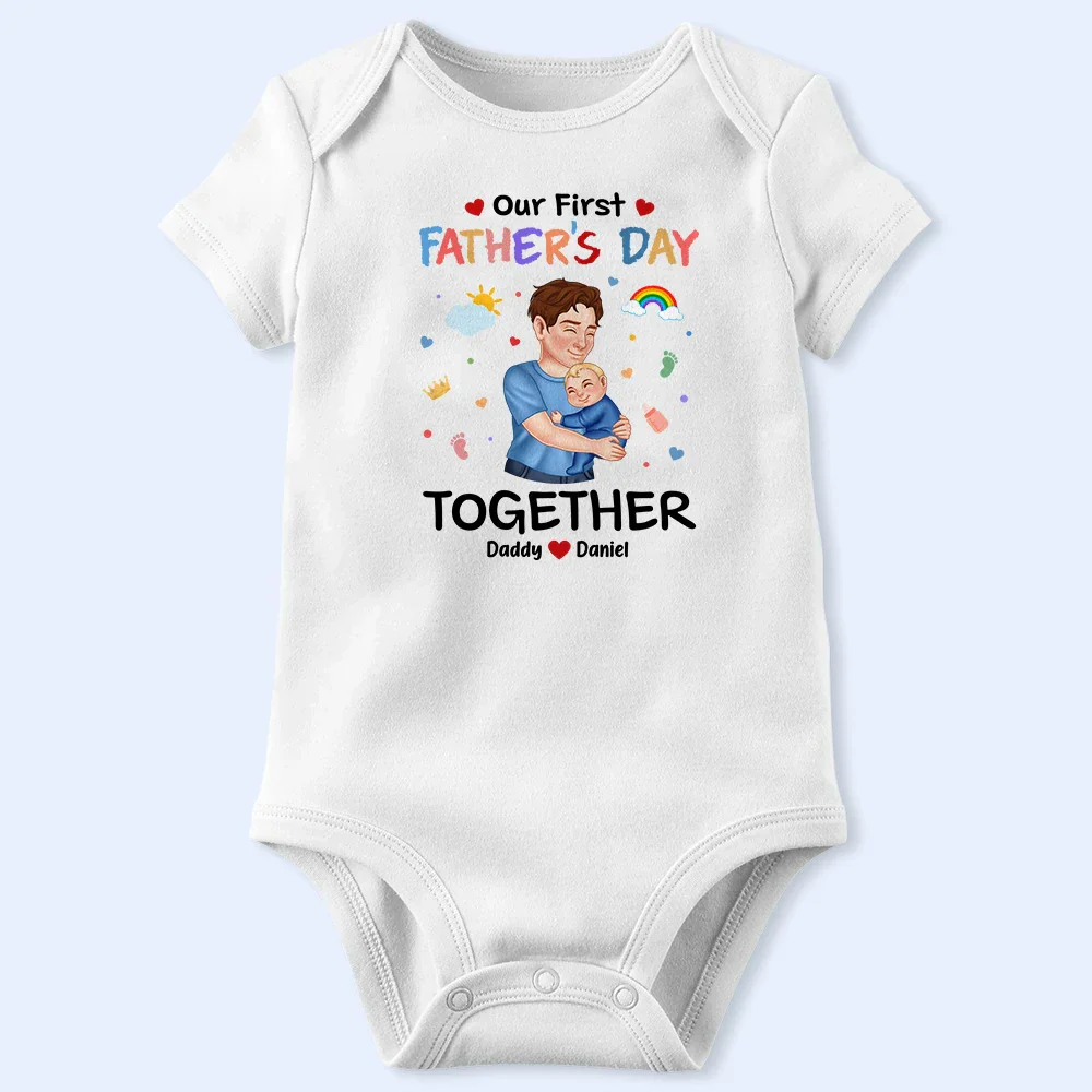 First Father's Day Together - Personalized Combo T Shirt And Baby Onesie - Image 5