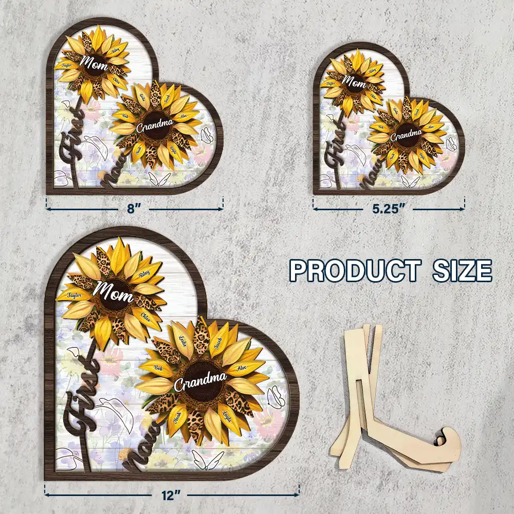 First Mom Now Grandma - Gift For Mothers, Grandmas, Aunties - Personalized 2-Layered Wooden Plaque With Stand - Image 4