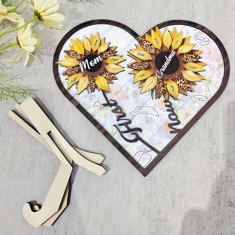 First Mom Now Grandma - Gift For Mothers, Grandmas, Aunties - Personalized 2-Layered Wooden Plaque With Stand - Image 6