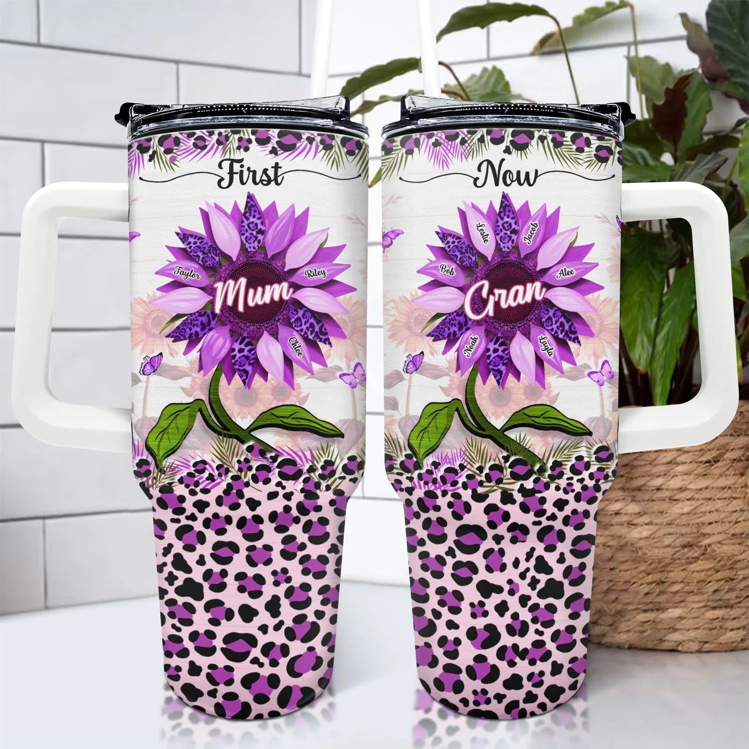 First Mom Now Grandma - Gift For Mothers, Grandmas, Aunties - Personalized 40oz Tumbler With Straw - Image 4