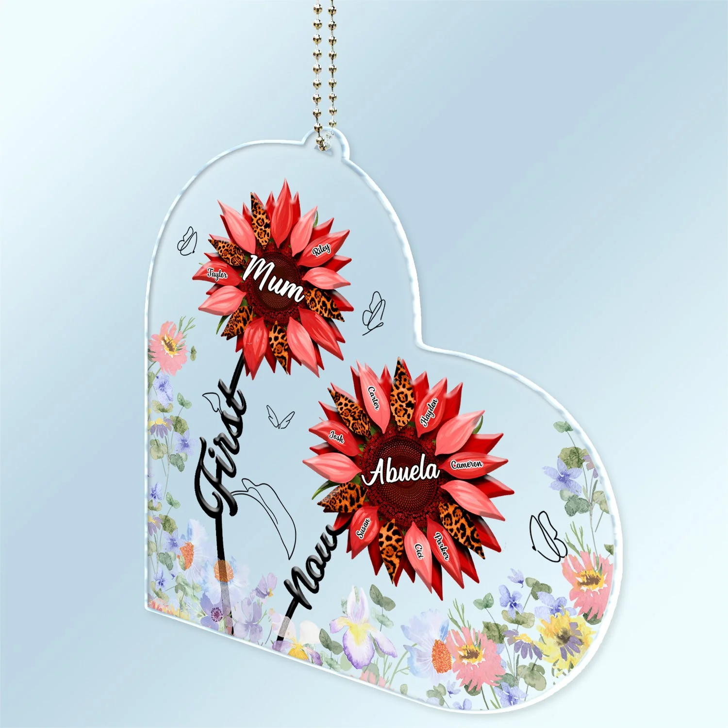 First Mom Now Grandma - Gift For Mothers, Grandmas, Aunties - Personalized Acrylic Car Hanger - Image 2