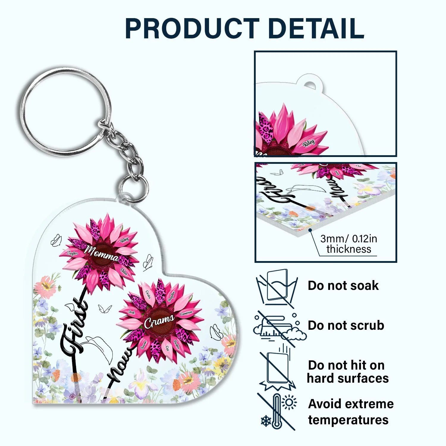 First Mom Now Grandma - Gift For Mothers, Grandmas, Aunties - Personalized Acrylic Keychain - Image 5
