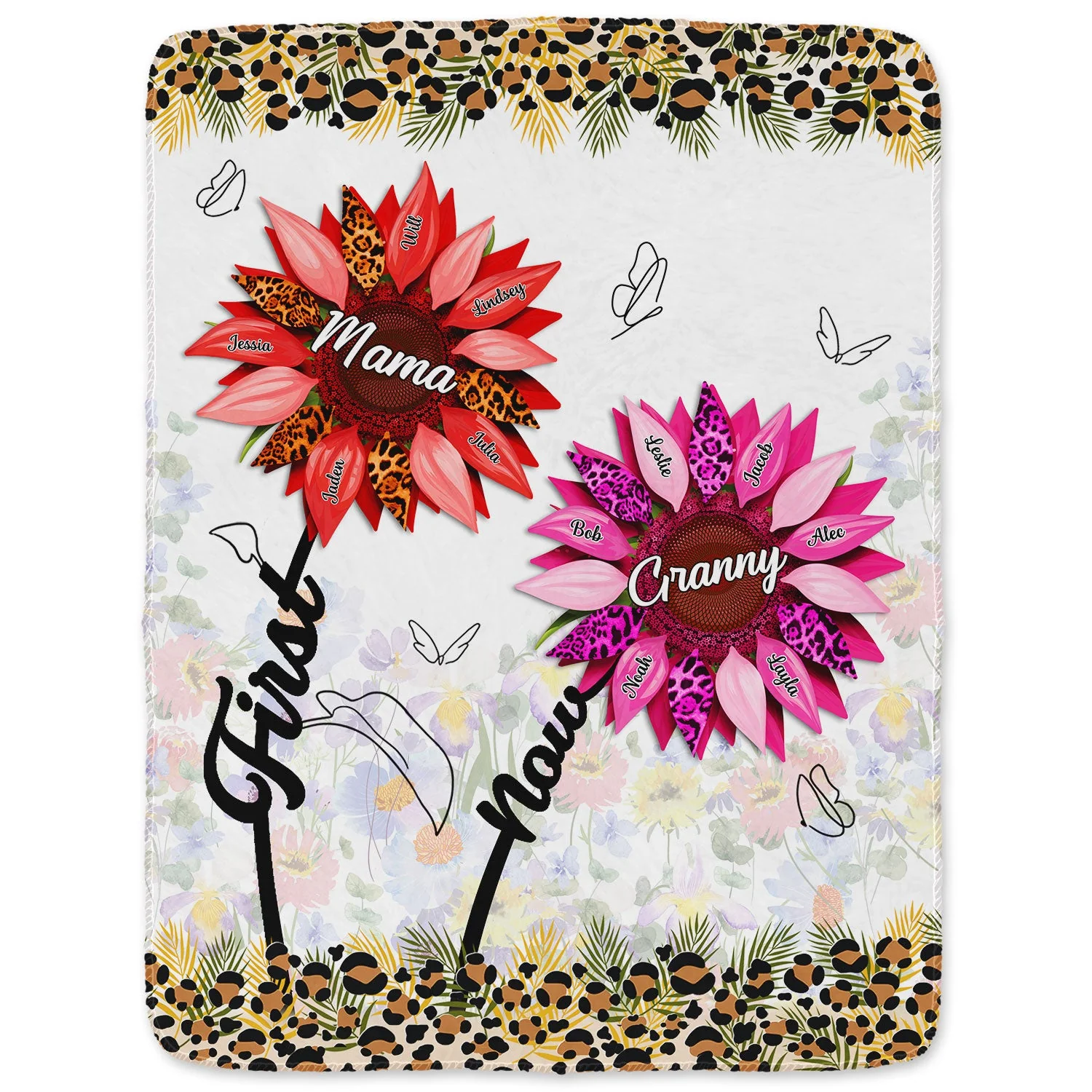 First Mom Now Grandma - Gift For Mothers, Grandmas, Aunties - Personalized Fleece Blanket, Sherpa Blanket - Image 2