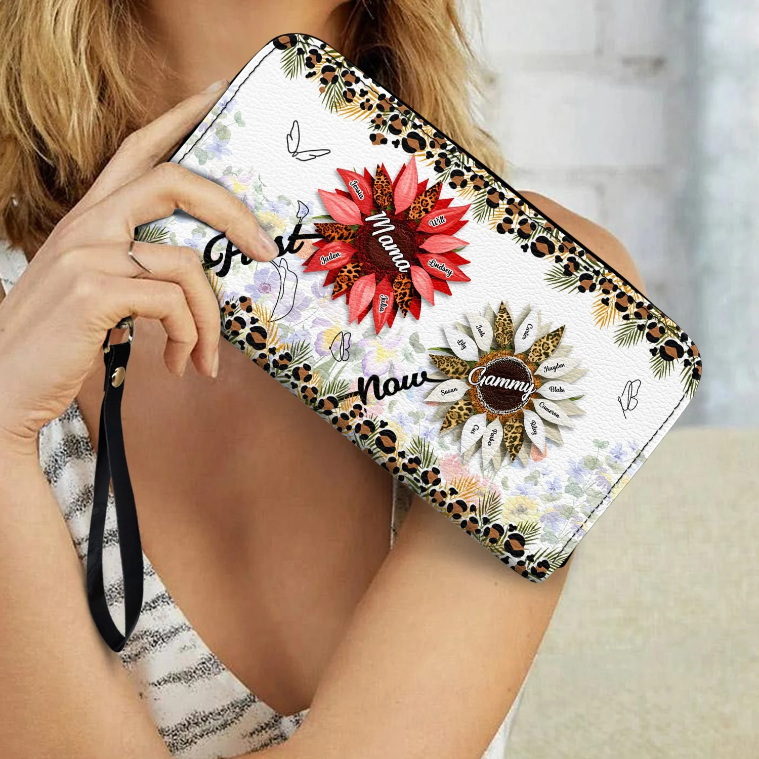First Mom Now Grandma - Gift For Mothers, Grandmas, Aunties - Personalized Leather Long Wallet - Image 3