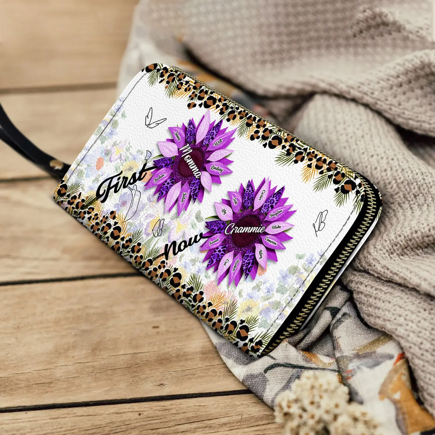 First Mom Now Grandma - Gift For Mothers, Grandmas, Aunties - Personalized Leather Long Wallet - Image 4