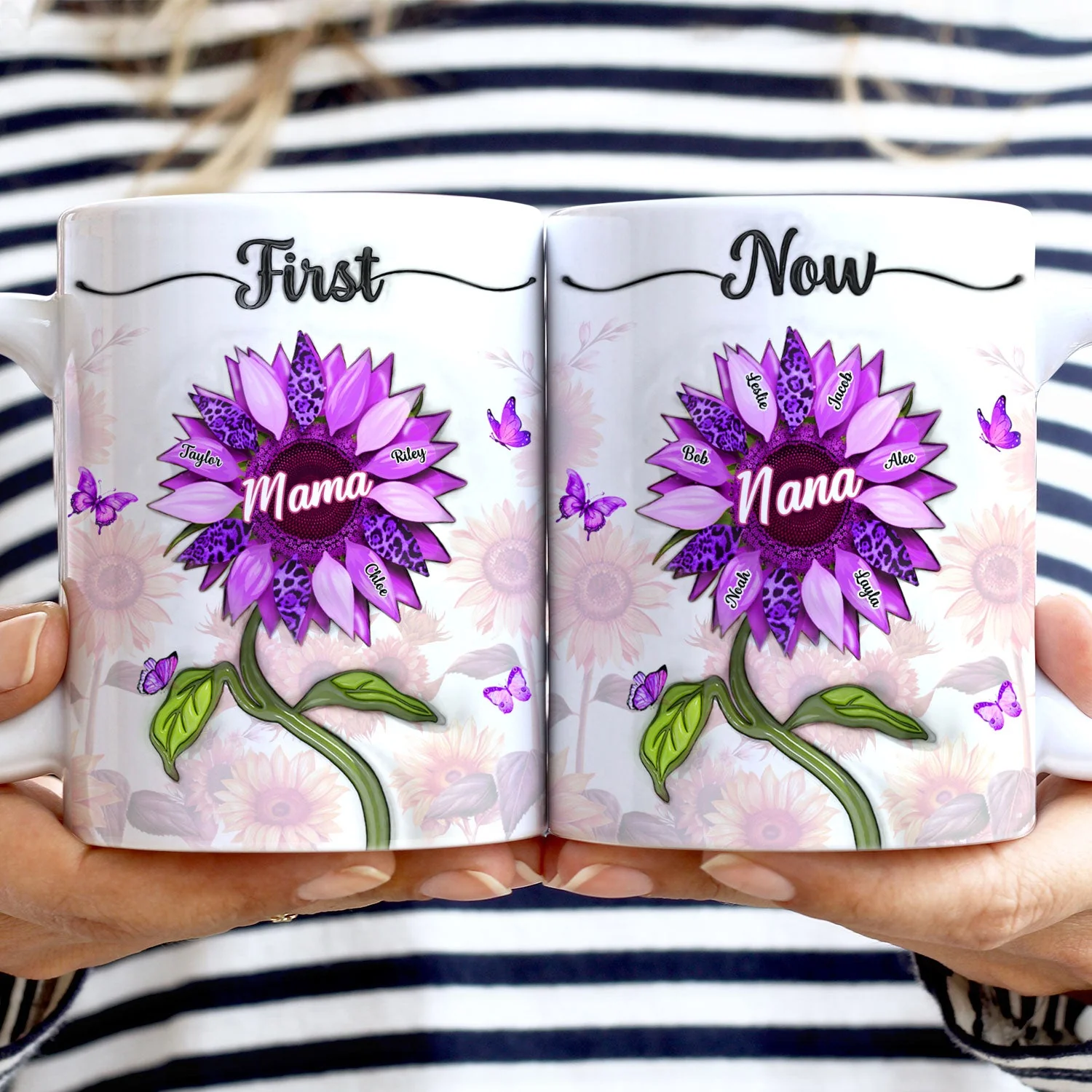 First Mom Now Grandma - Gift For Mothers, Grandmas, Aunties - Personalized White Edge-to-Edge Mug - Image 2
