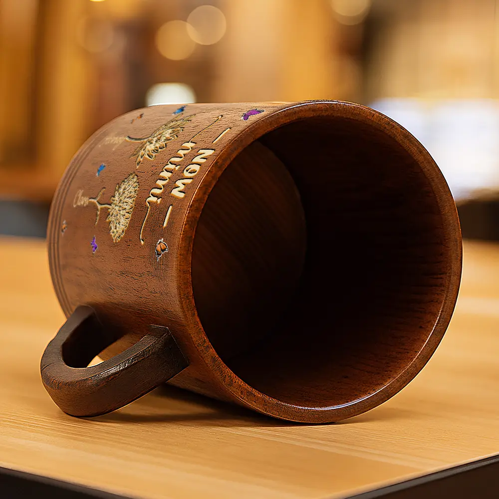 First Mom Now Grandma - Personalized Wooden Mug - Image 5