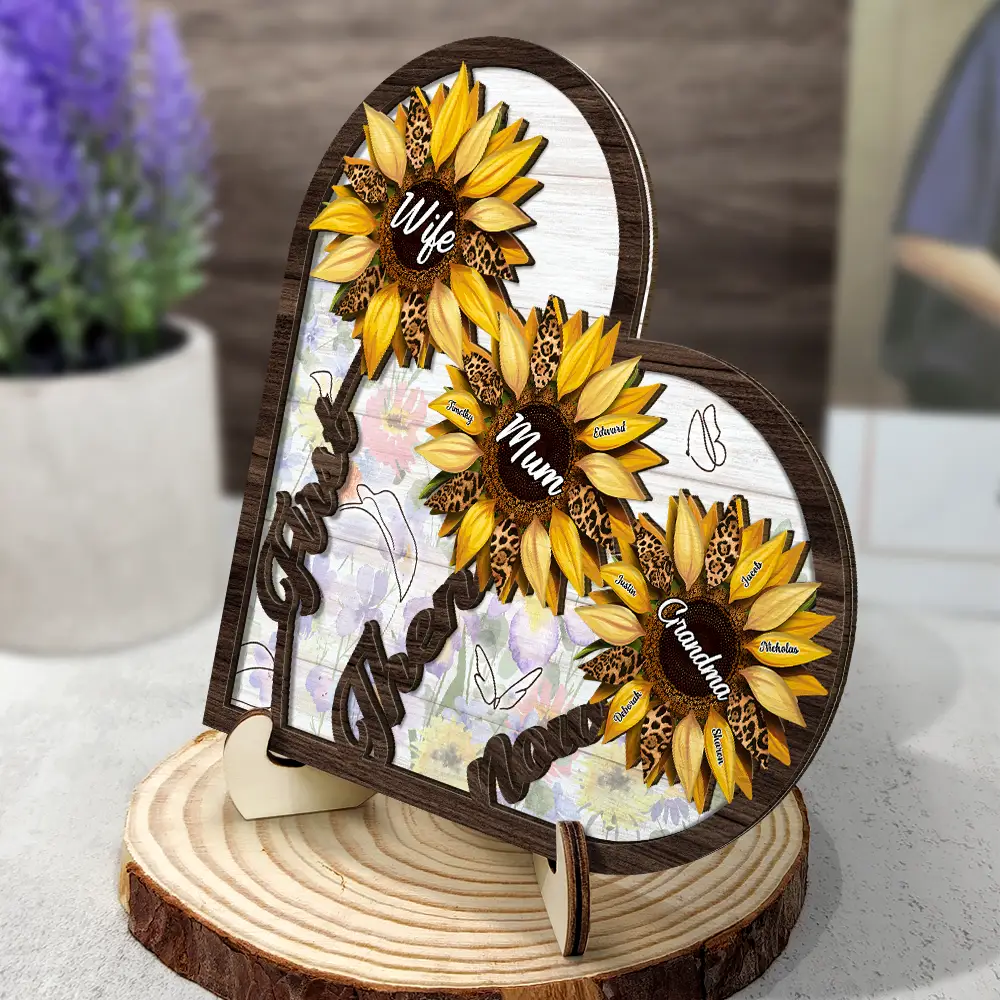 First Mom Then Grandma Now Great Grandma - Personalized 2-Layered Wooden Plaque With Stand - Image 2