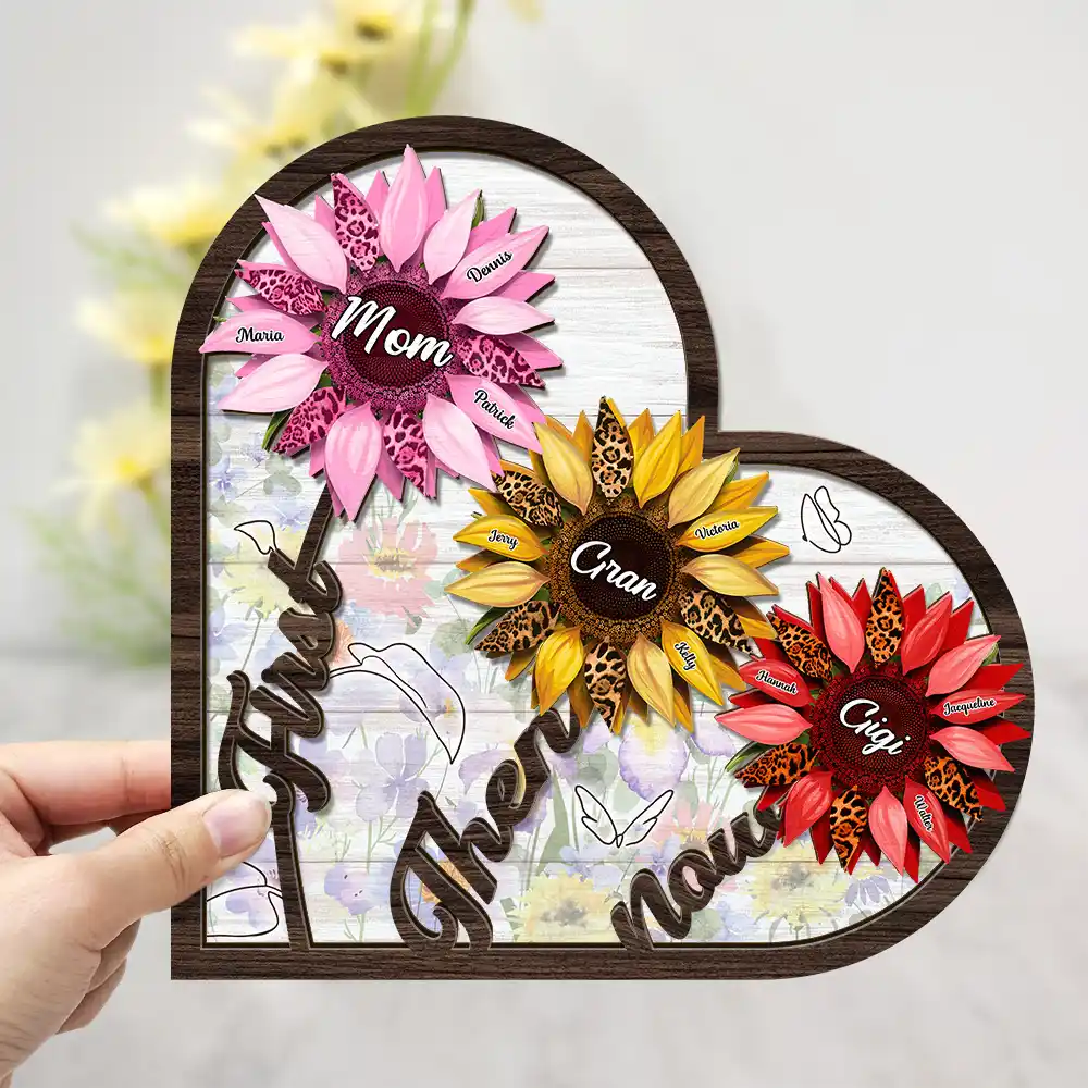 First Mom Then Grandma Now Great Grandma - Personalized 2-Layered Wooden Plaque With Stand - Image 3