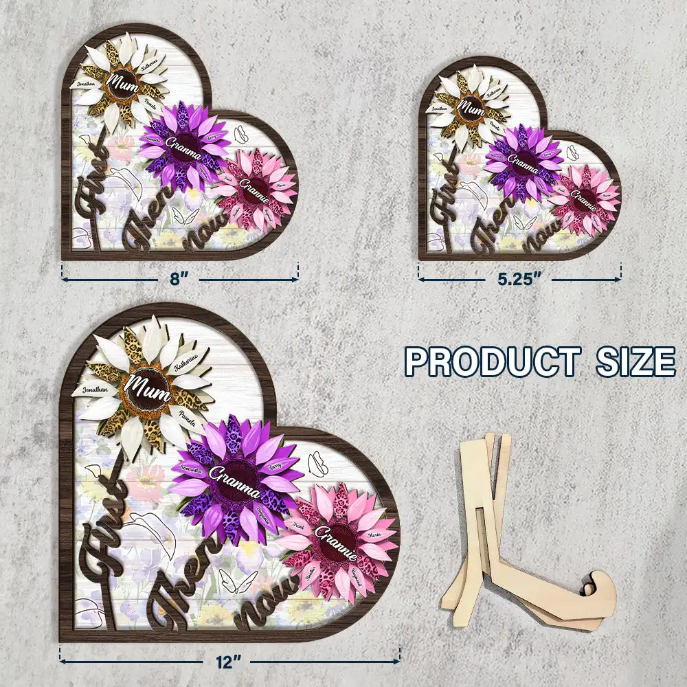 First Mom Then Grandma Now Great Grandma - Personalized 2-Layered Wooden Plaque With Stand - Image 4