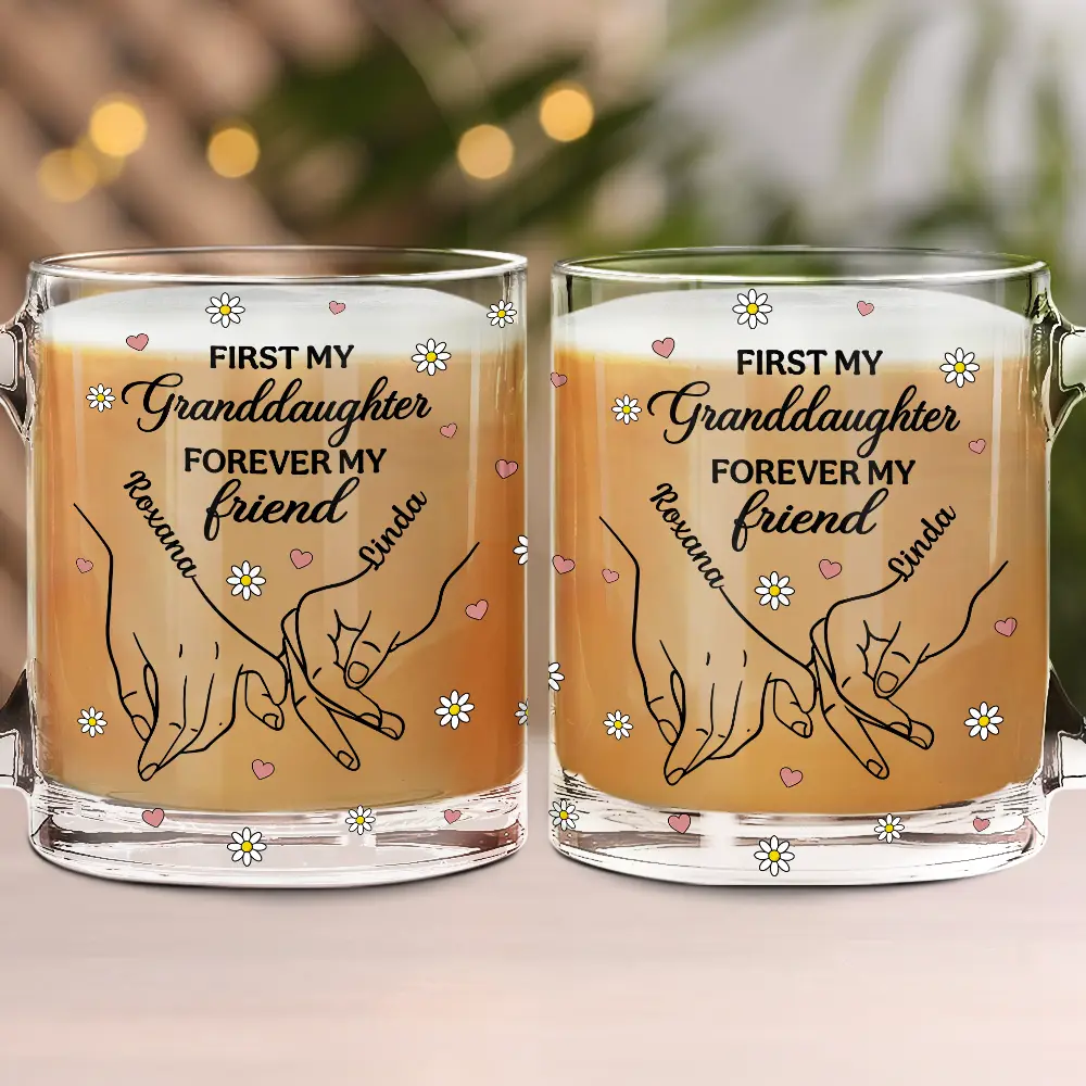 First My Daughter Forever My Friend - Personalized Glass Mug - Image 2