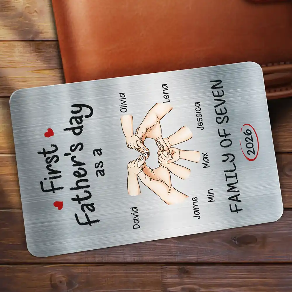 First Time Ever As A Family Of Three - Personalized Aluminum Wallet Card - Image 2