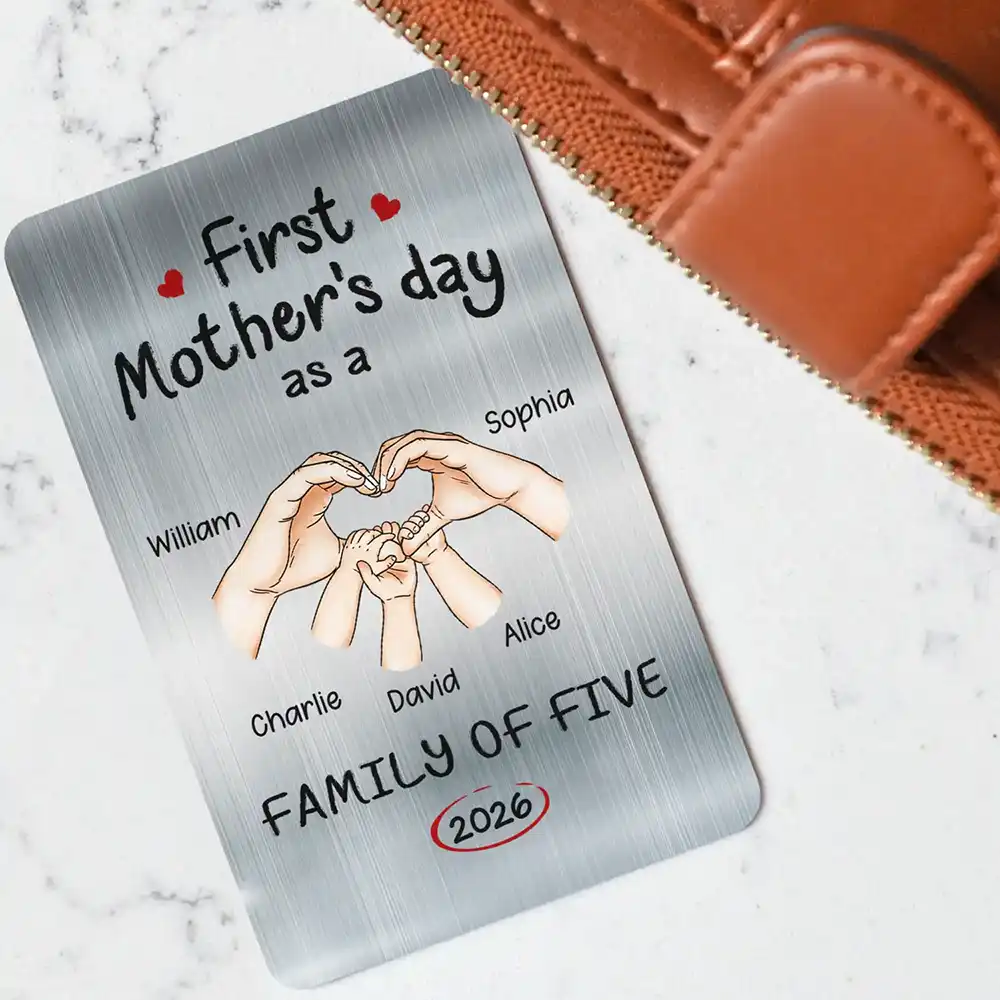 First Time Ever As A Family Of Three - Personalized Aluminum Wallet Card - Image 3