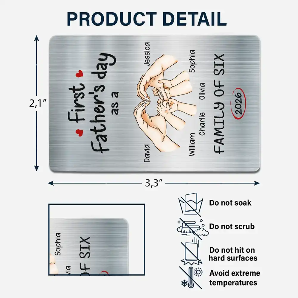 First Time Ever As A Family Of Three - Personalized Aluminum Wallet Card - Image 4
