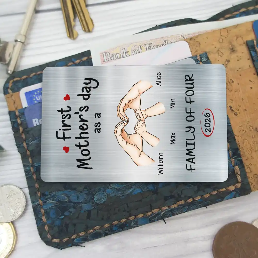 First Time Ever As A Family Of Three - Personalized Aluminum Wallet Card - Image 6