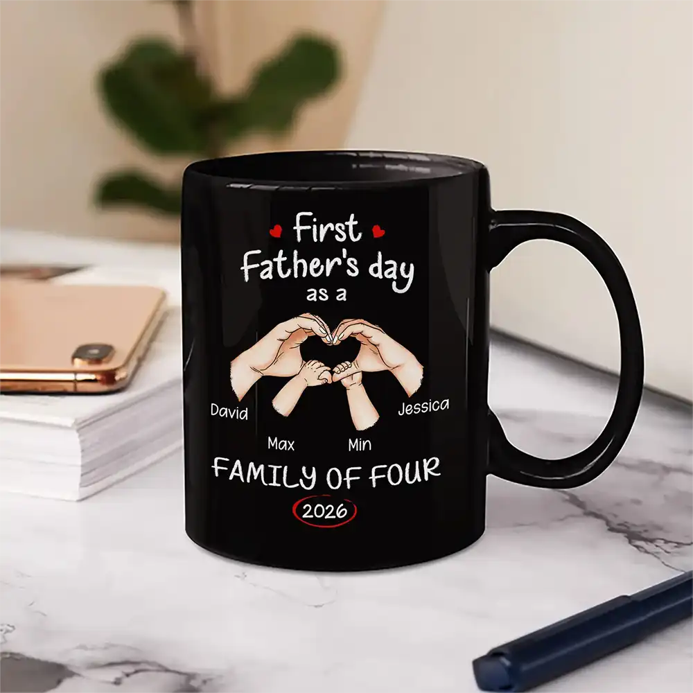 First Time Ever As A Family Of Three - Personalized Mug - Image 6