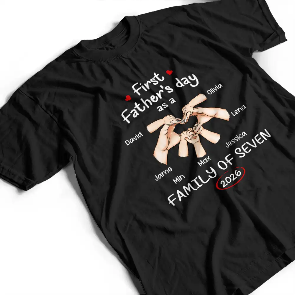 First Time Ever As A Family Of Three - Personalized T Shirt - Image 4