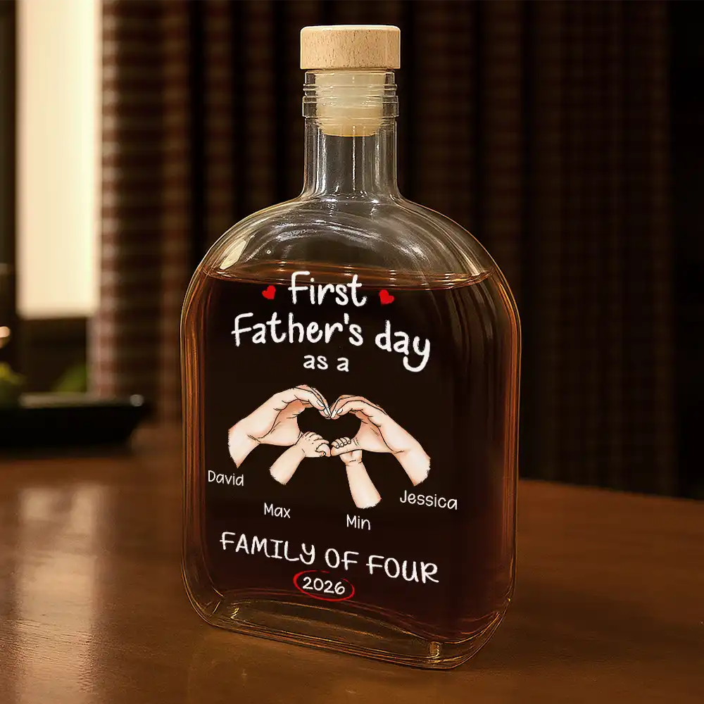 First Time Ever As A Family Of Three - Personalized Whiskey Bottle - Image 2