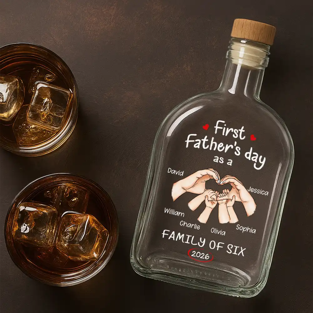 First Time Ever As A Family Of Three - Personalized Whiskey Bottle - Image 4