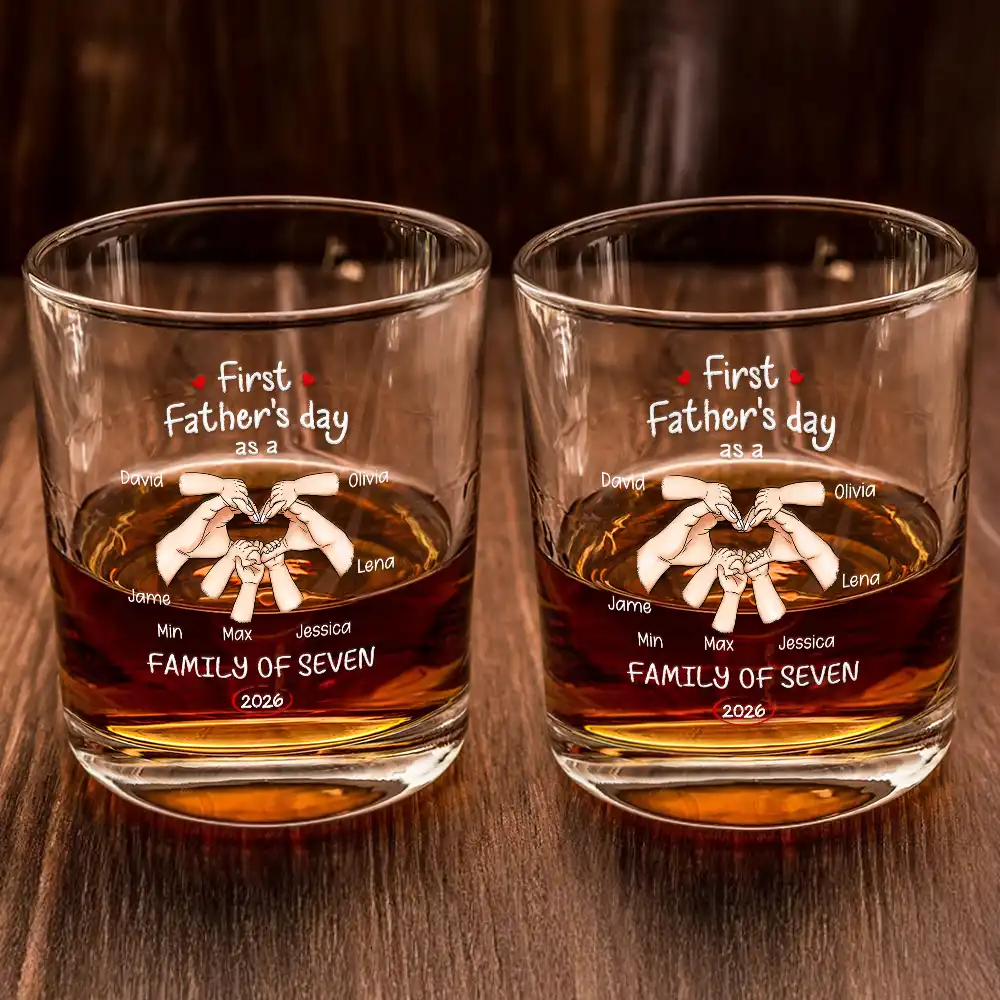 First Time Ever As A Family Of Three - Personalized Whiskey Glass - Image 2