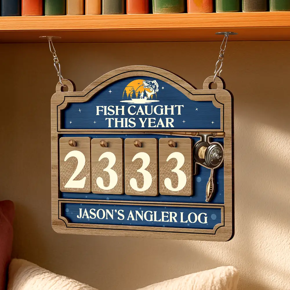 Fish Caught This Year - Personalized Hanging Tracker Sign - Image 4