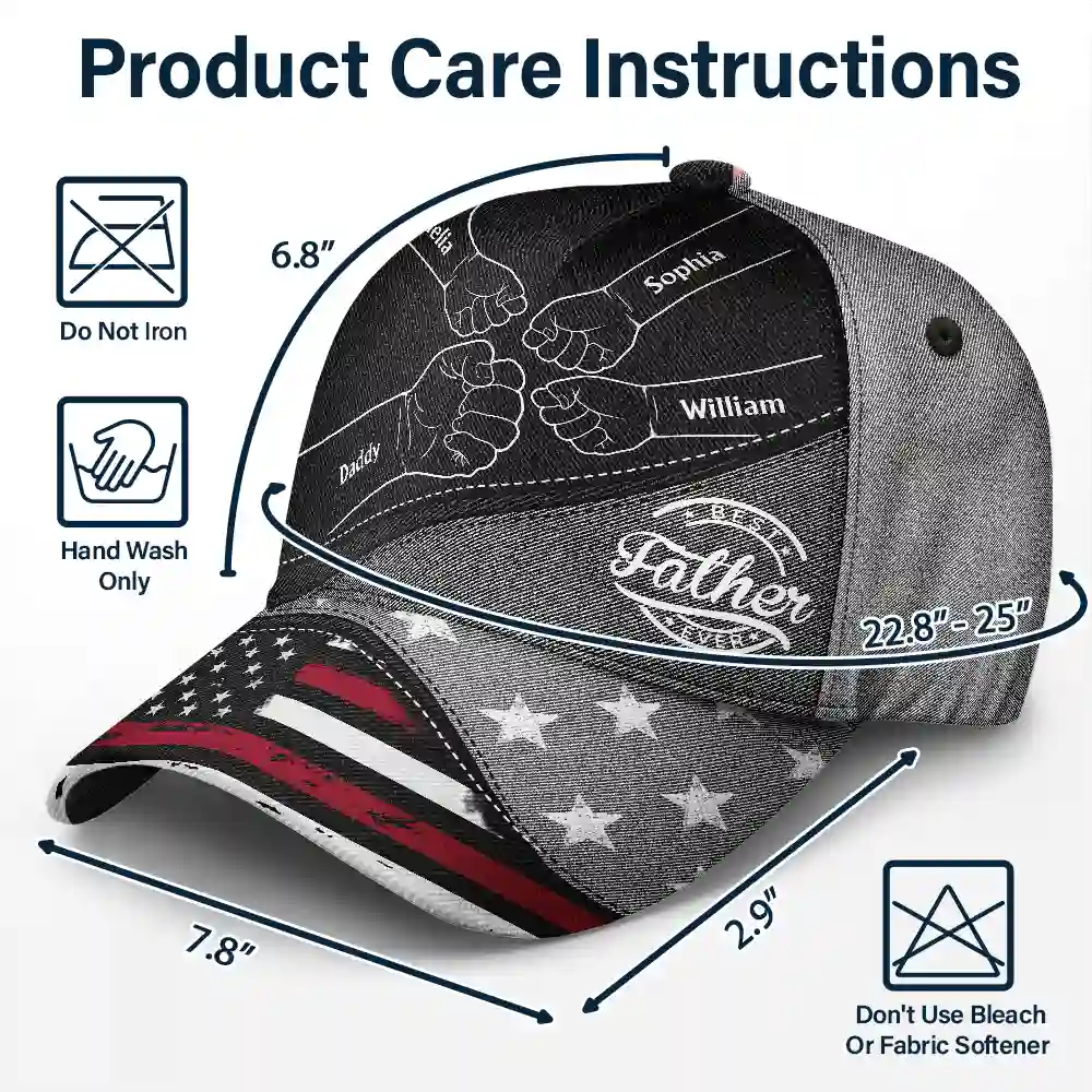 Fist Bump Best Dad Ever Papa Flag - Personalized Classic Cap - Image 6