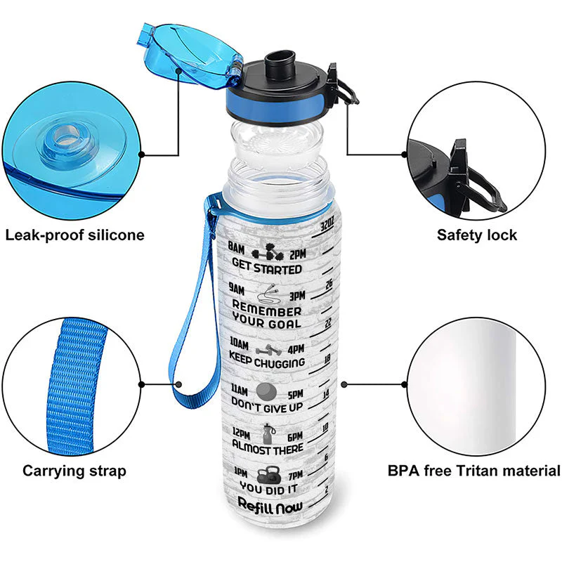 Fitness Girl Just A Girl With Goals - Gift For Gymer - Personalized Custom Water Tracker Bottle - Image 5