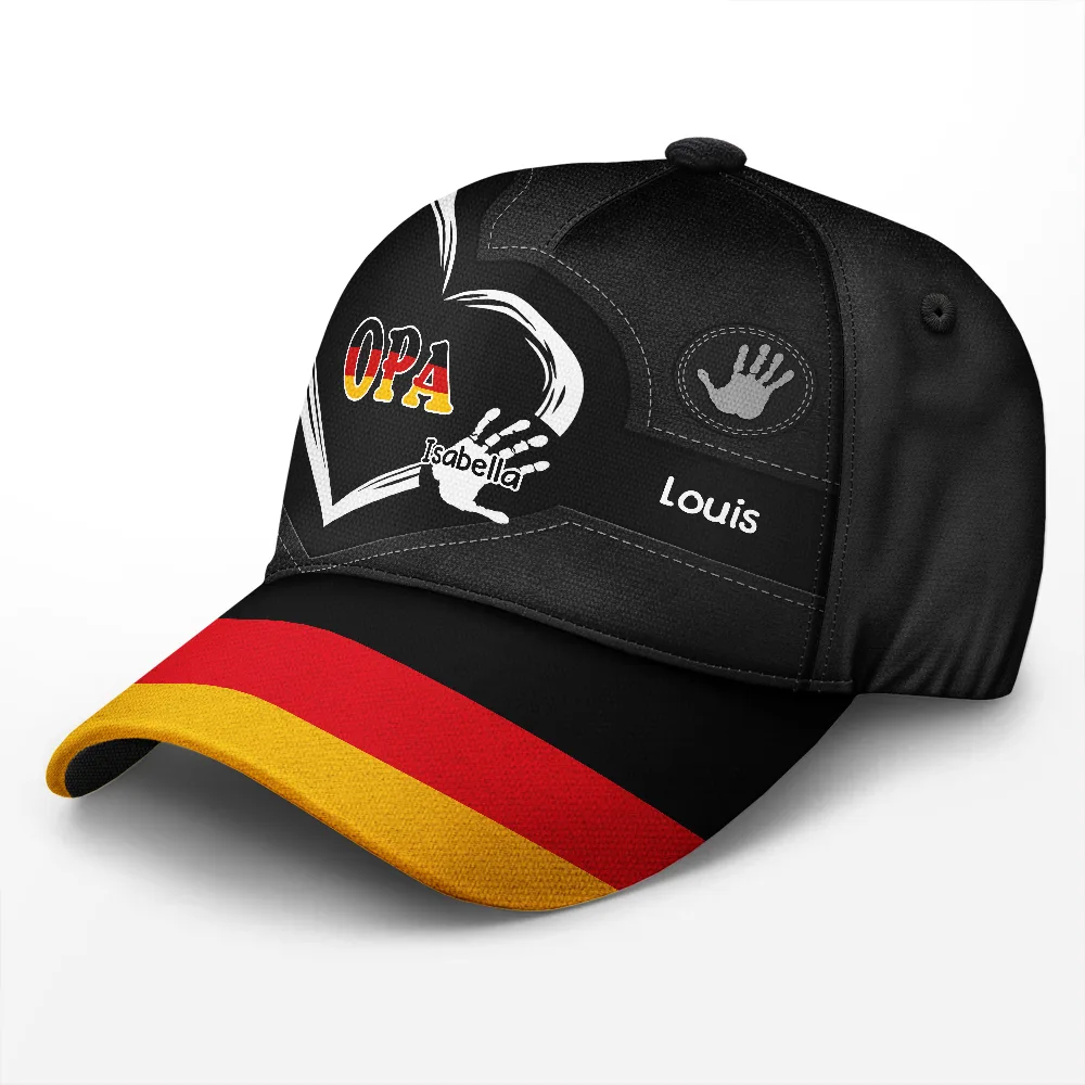 Flagge Deutschlands Handabdrücke Von Opa Papa Und Kindern - Personalisierte Klassische Kappe - Image 2
