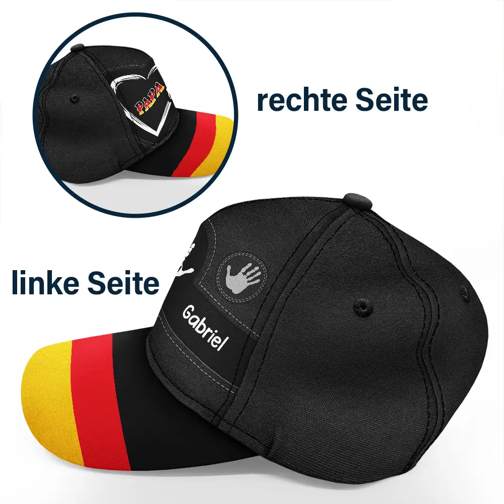 Flagge Deutschlands Handabdrücke Von Opa Papa Und Kindern - Personalisierte Klassische Kappe - Image 3