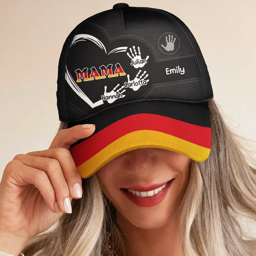 Flagge Deutschlands Handabdrücke Von Opa Papa Und Kindern - Personalisierte Klassische Kappe - Image 5