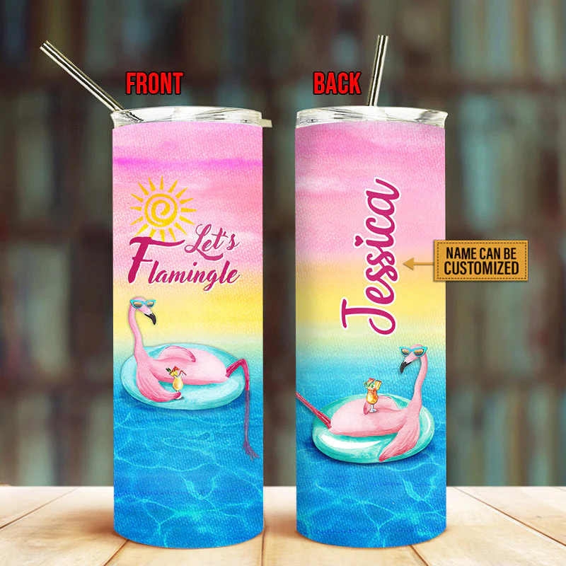 Flamingo Let's Flamingle Custom Skinny Tumbler - Image 3