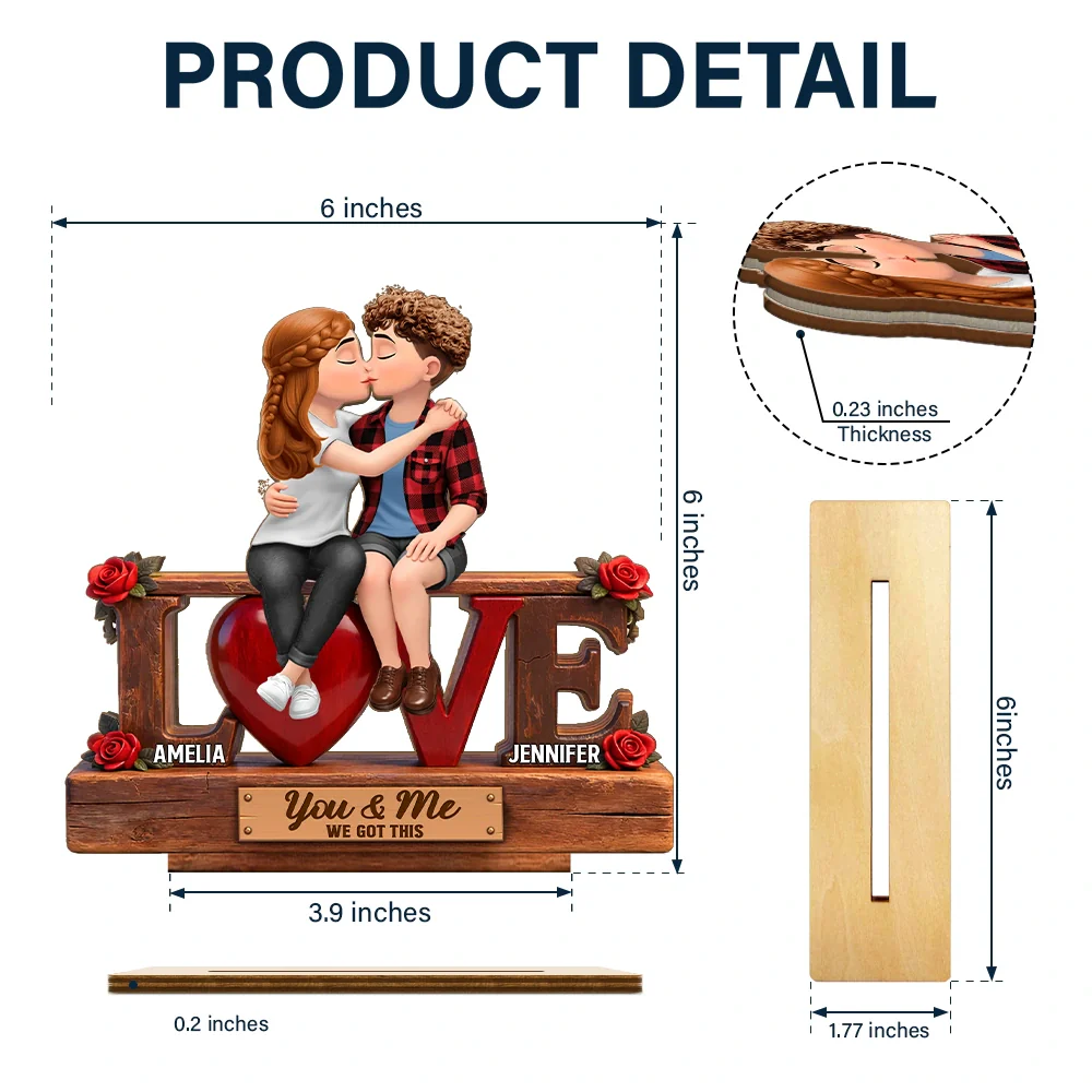 Flannel Couple You & Me We Got This - Personalized Custom Shaped 2-Layered Acrylic Wooden Plaque - Image 4