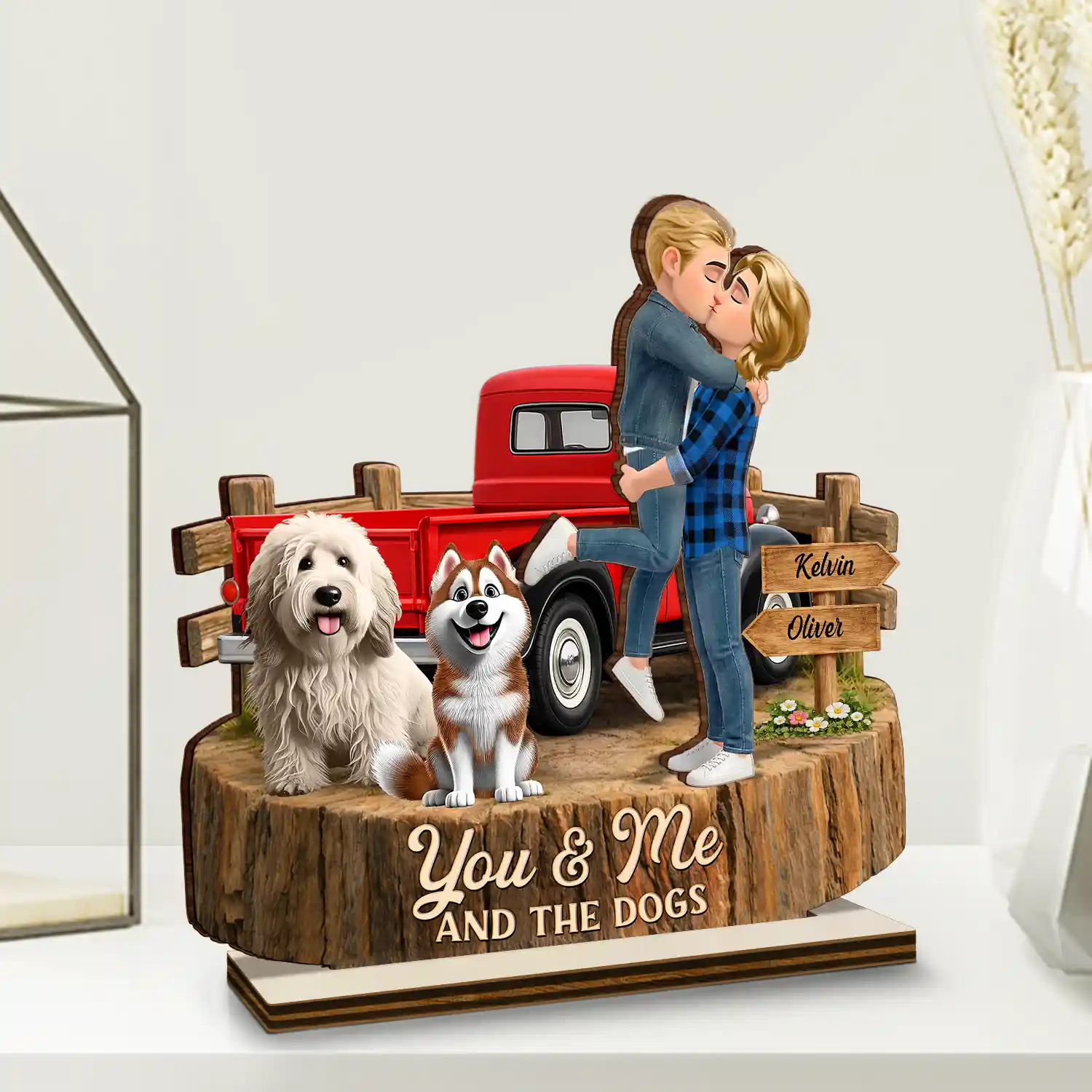 Flannel Standing Couple You And Me We Got This - Personalized Custom Shaped Wooden Plaque - Image 2