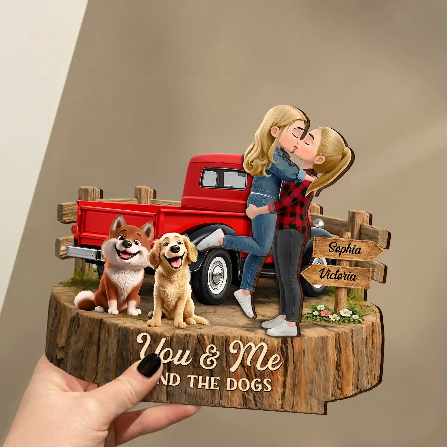 Flannel Standing Couple You And Me We Got This - Personalized Custom Shaped Wooden Plaque - Image 3