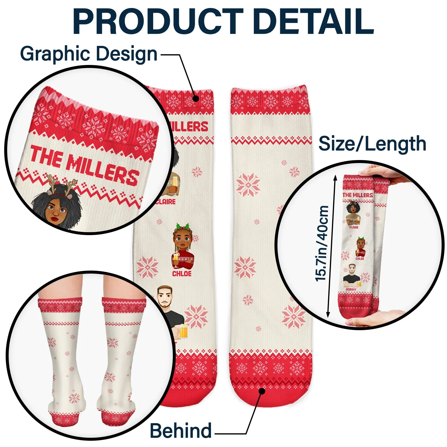 Flat Art 6 To 10 - Christmas, Funny Gift For Family, Couple, Dad, Mom, Grandpa, Grandma - Personalized Socks - Image 5