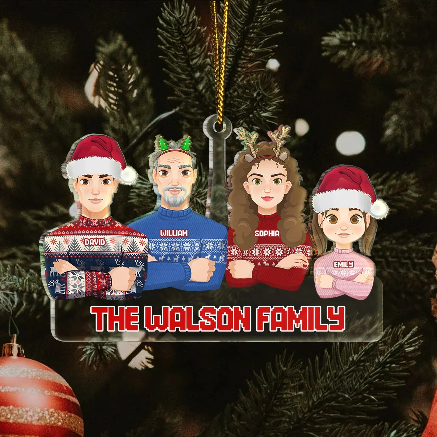 Flat Art All - Christmas Gift For Family, Couple, Parents, Grandparents - Personalized Cutout Acrylic Ornament - Image 3