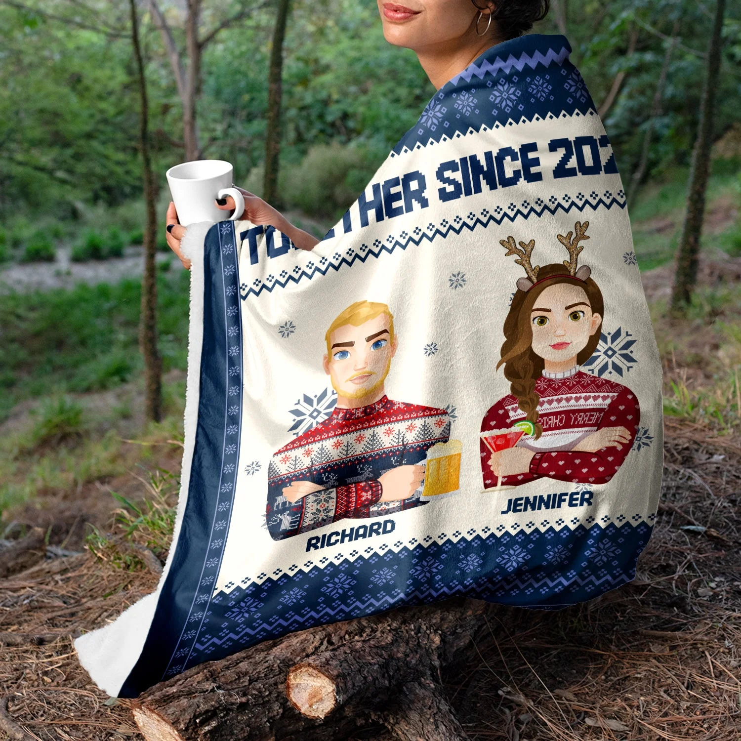 Flat Art - Christmas, Funny Gift For Family, Couple, Dad, Mom, Grandpa, Grandma - Personalized Fleece Blanket - Image 3