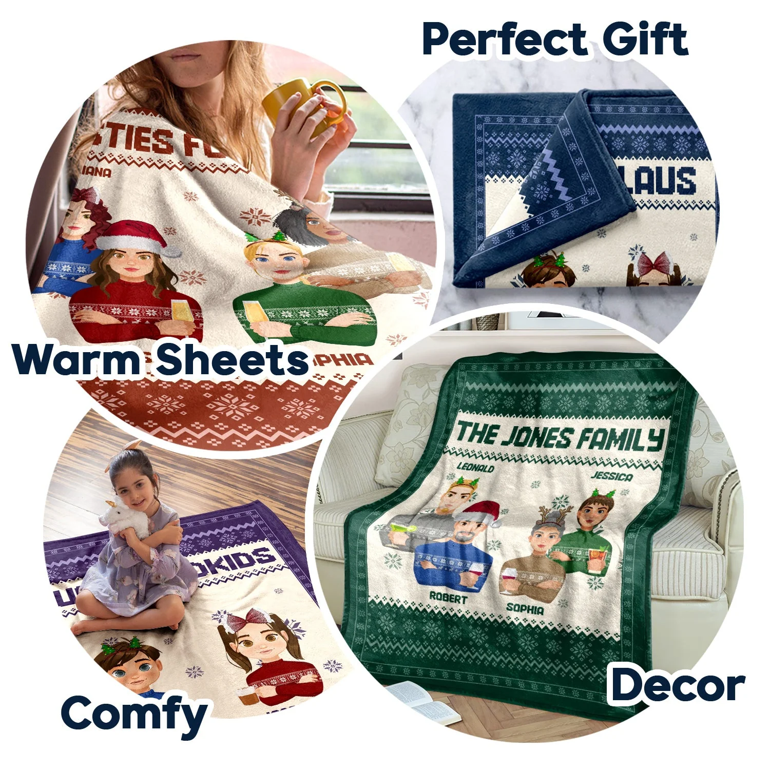 Flat Art - Christmas, Funny Gift For Family, Couple, Dad, Mom, Grandpa, Grandma - Personalized Fleece Blanket - Image 5