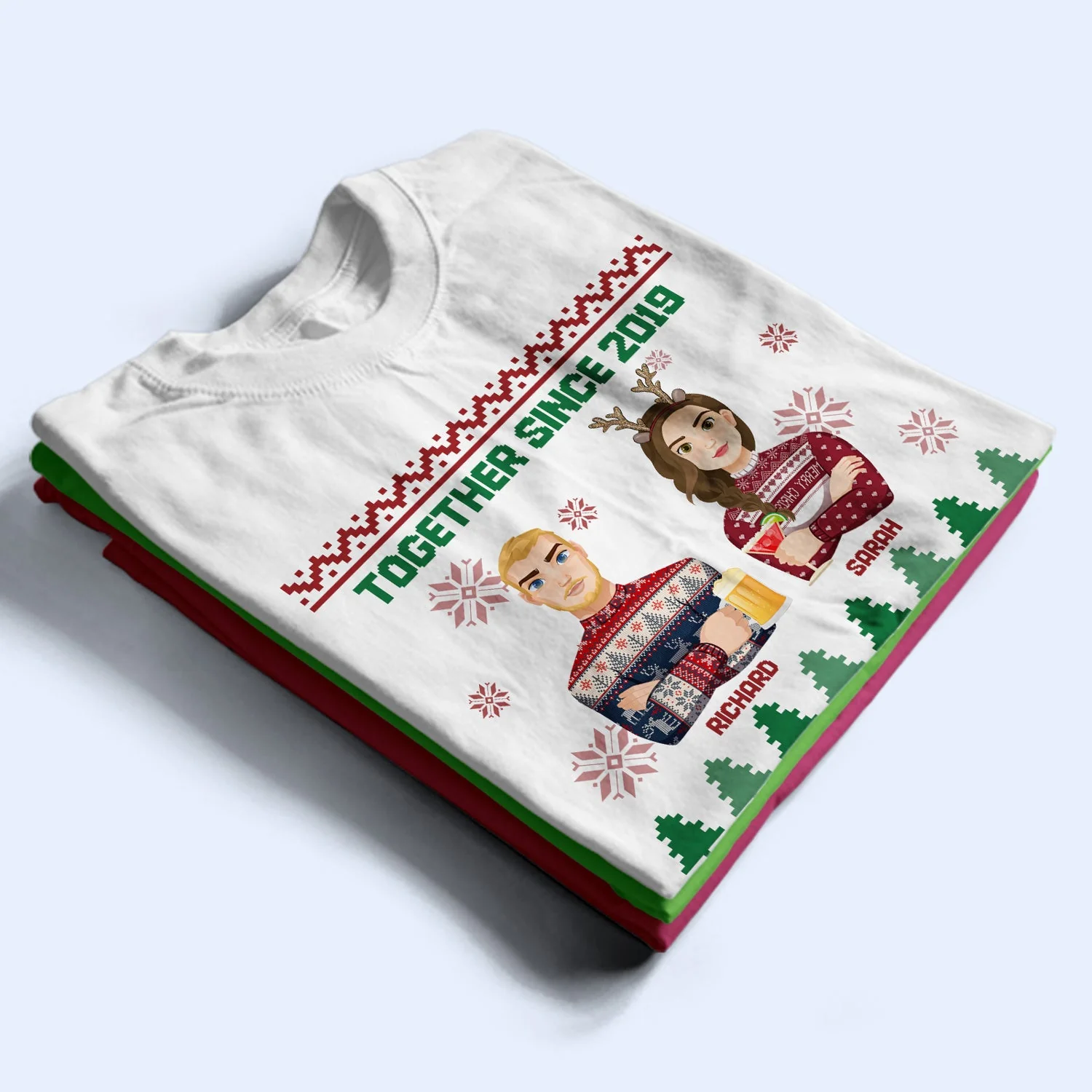 Flat Art - Christmas, Funny Gift For Family, Couple, Dad, Mom, Grandpa, Grandma - Personalized Sweatshirt - Image 2