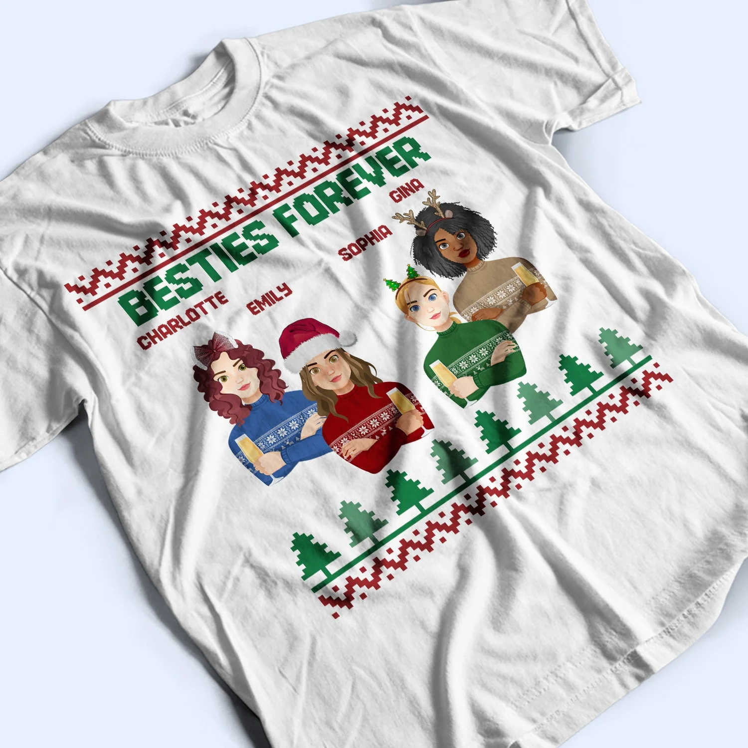 Flat Art - Christmas, Funny Gift For Family, Couple, Dad, Mom, Grandpa, Grandma - Personalized Sweatshirt - Image 3