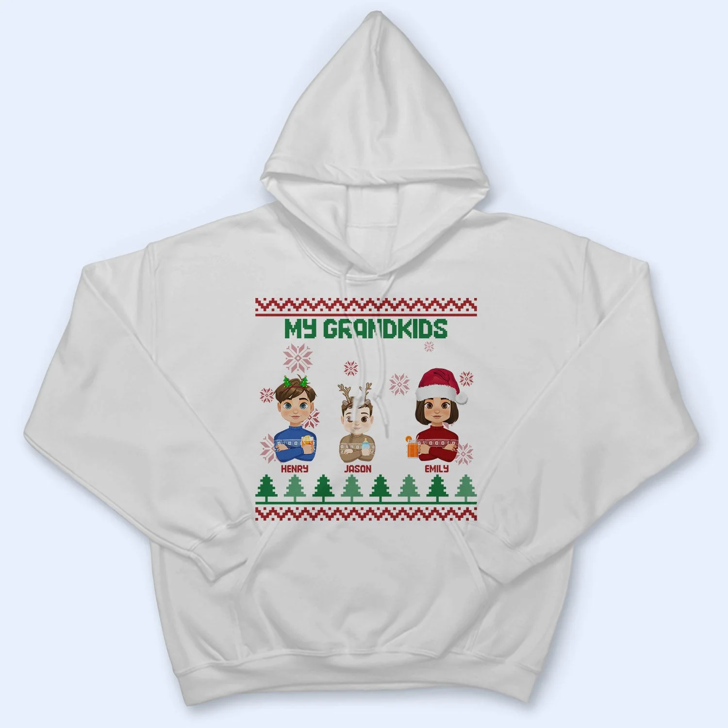 Flat Art - Christmas, Funny Gift For Family, Couple, Dad, Mom, Grandpa, Grandma - Personalized Sweatshirt - Image 4