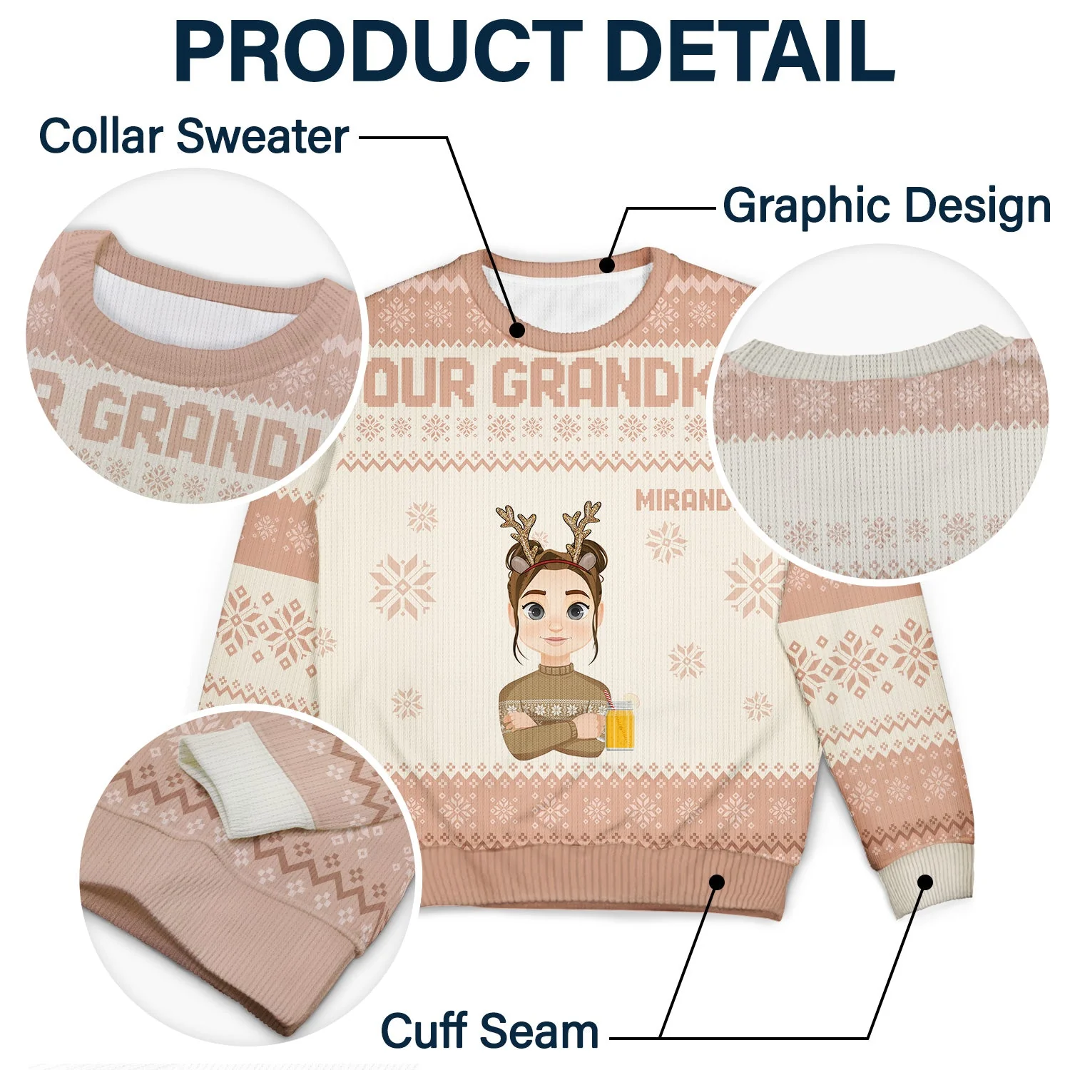 Flat Art - Christmas, Funny Gift For Family, Couple, Dad, Mom, Grandpa, Grandma - Personalized Unisex Ugly Sweater - Image 6