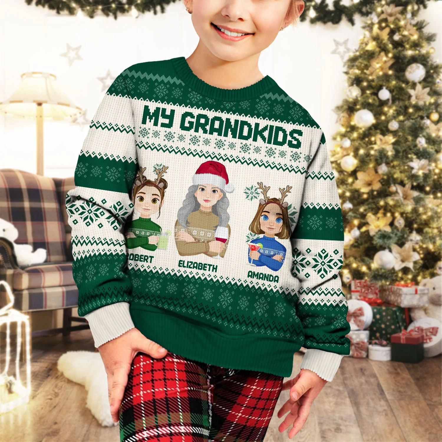 Flat Art - Christmas, Funny Gift For Family, Couple, Dad, Mom, Grandpa, Grandma - Personalized Unisex Ugly Sweater - Image 9