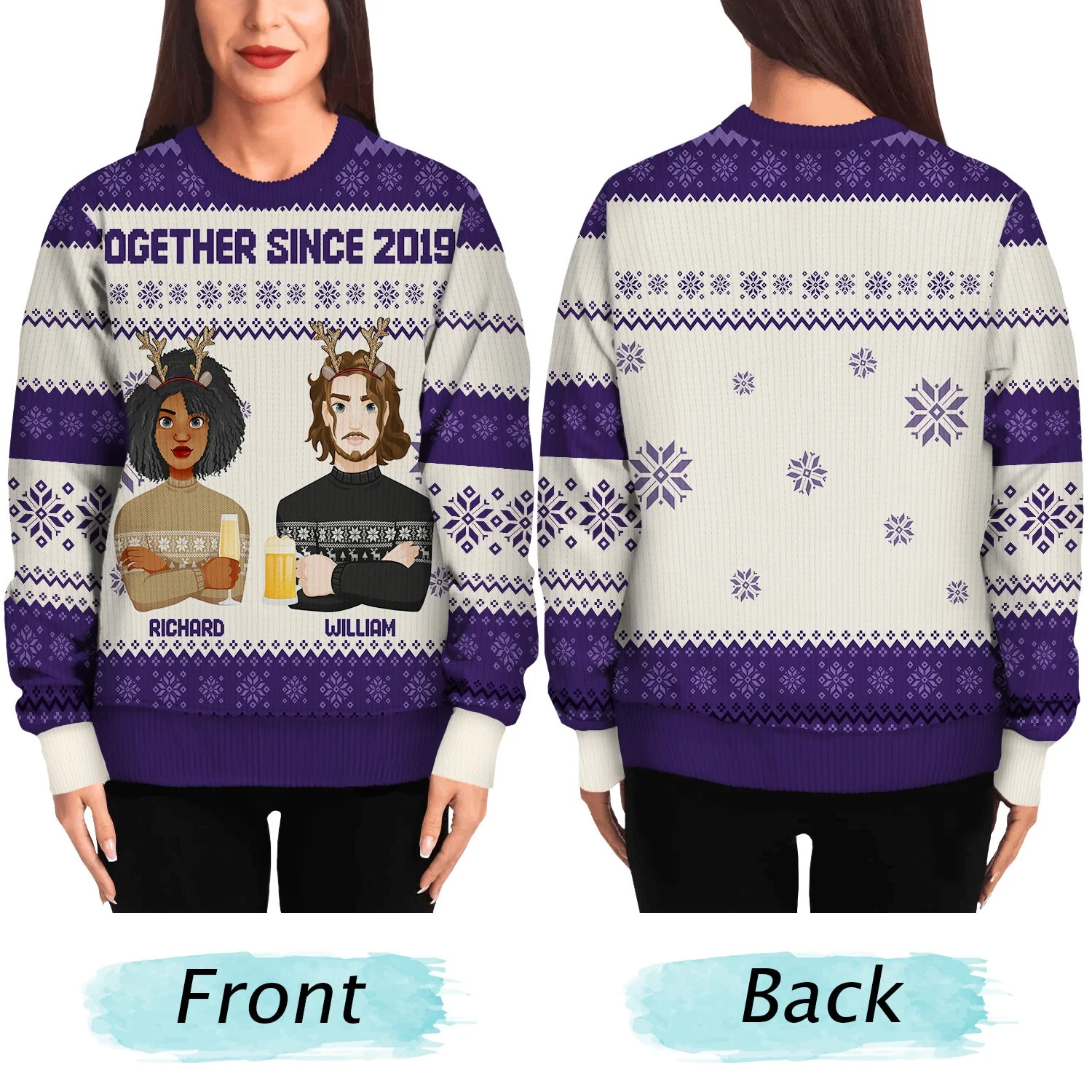 Flat Art - Christmas Gift For Bestie, Friend, Sibling, Family - Personalized Unisex Ugly Sweater - Image 5