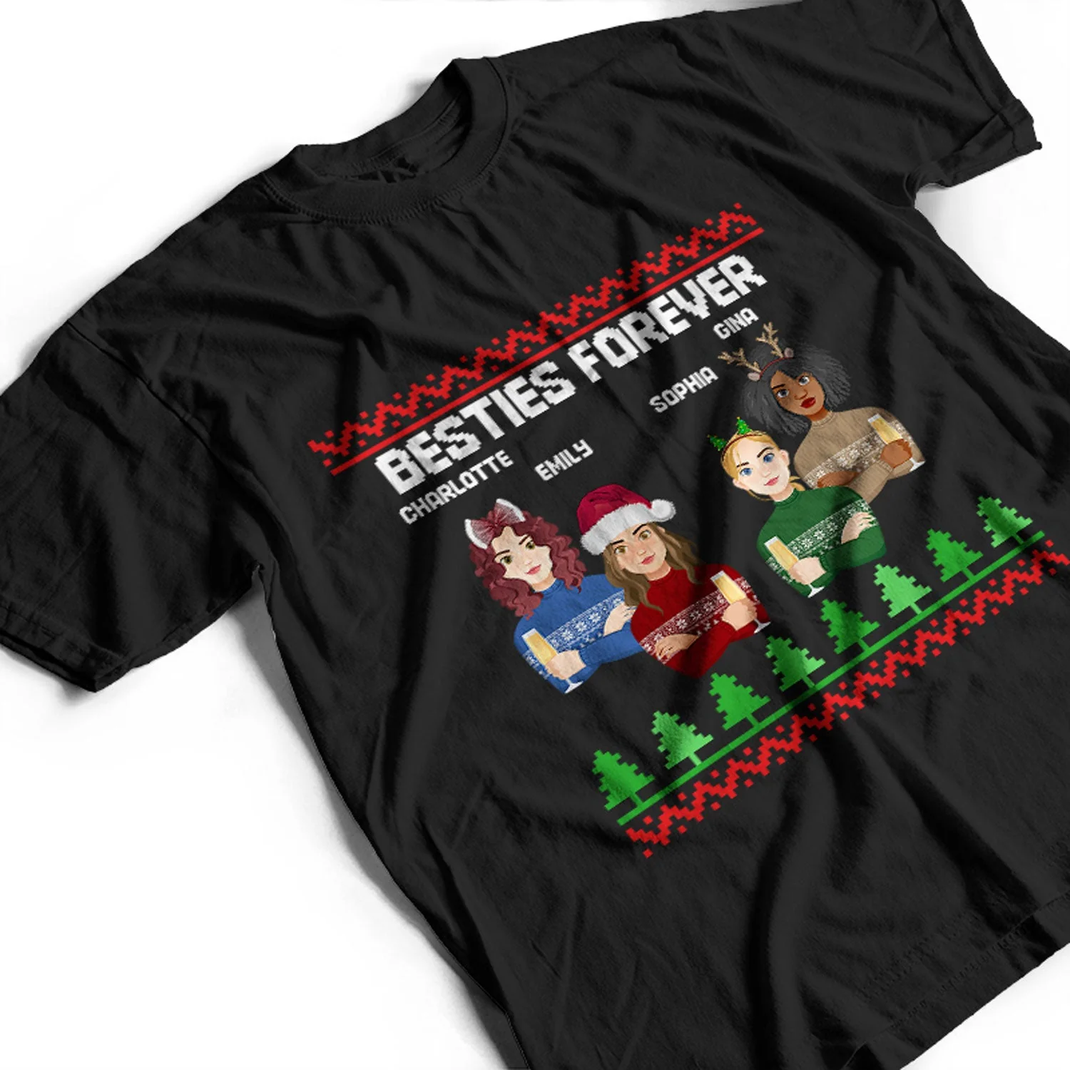 Flat Art Combo Dark - Christmas, Funny Gift For Family, Couple, Dad, Mom, Grandpa, Grandma - Personalized Sweatshirt - Image 3