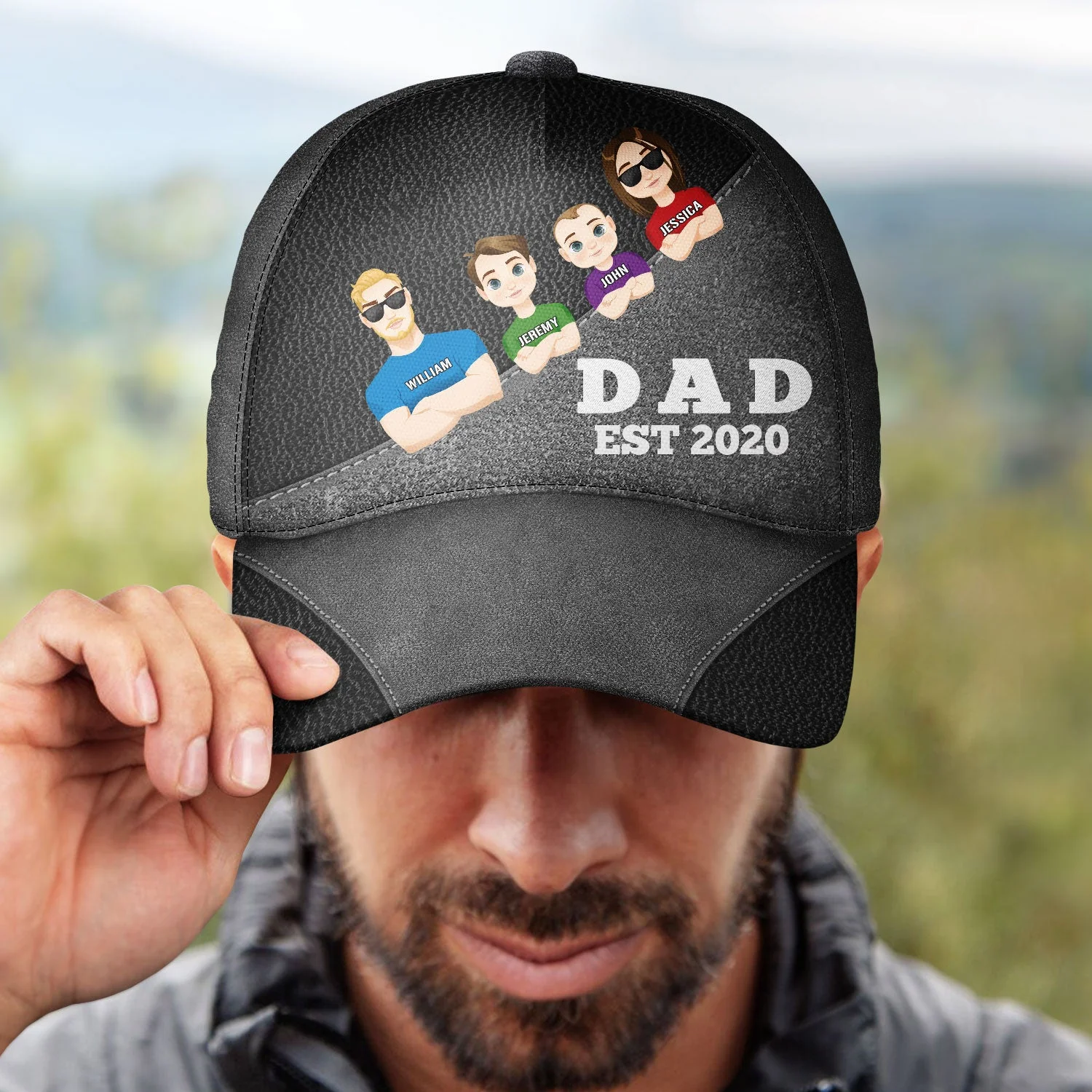 Flat Art Dad EST - Personalized Classic Cap - Image 4