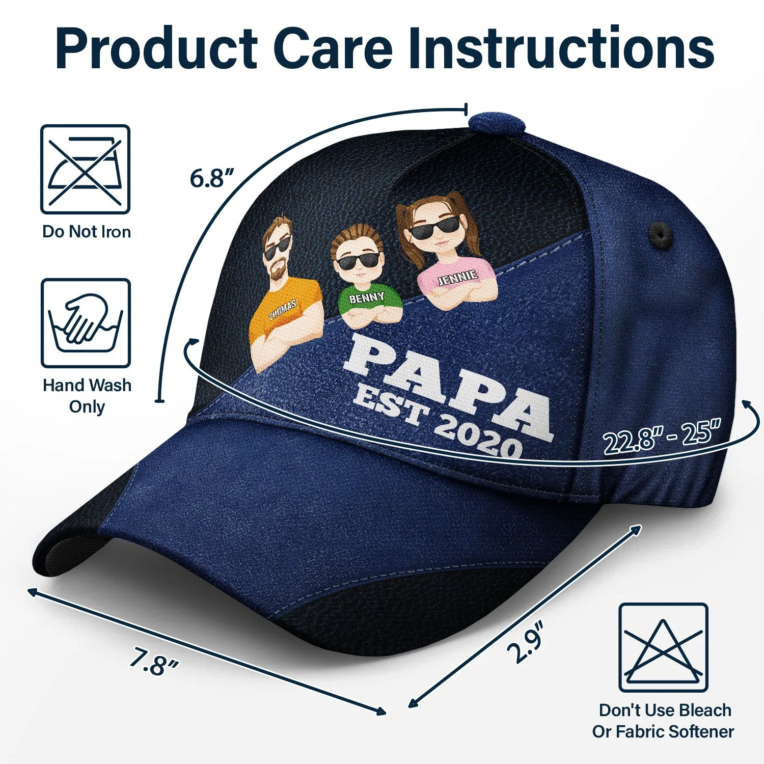Flat Art Dad EST - Personalized Classic Cap - Image 6
